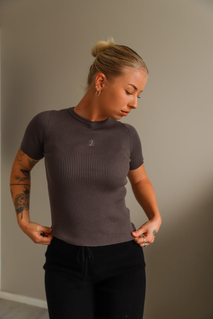 RIBBED TEE | CHARCOAL (WOMEN'S)