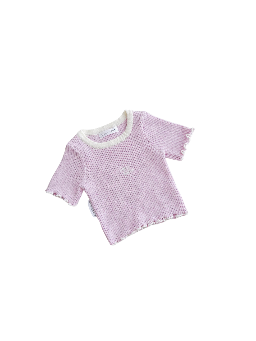 RIBBED TEE | LILAC FLECK