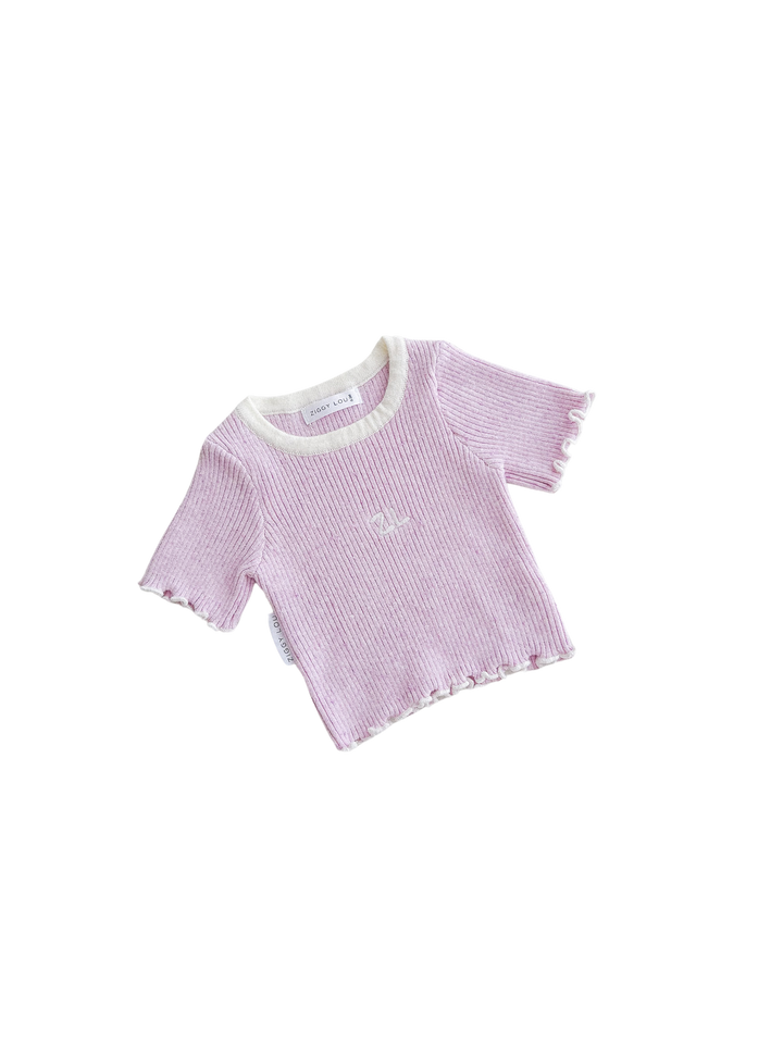 RIBBED TEE | LILAC FLECK