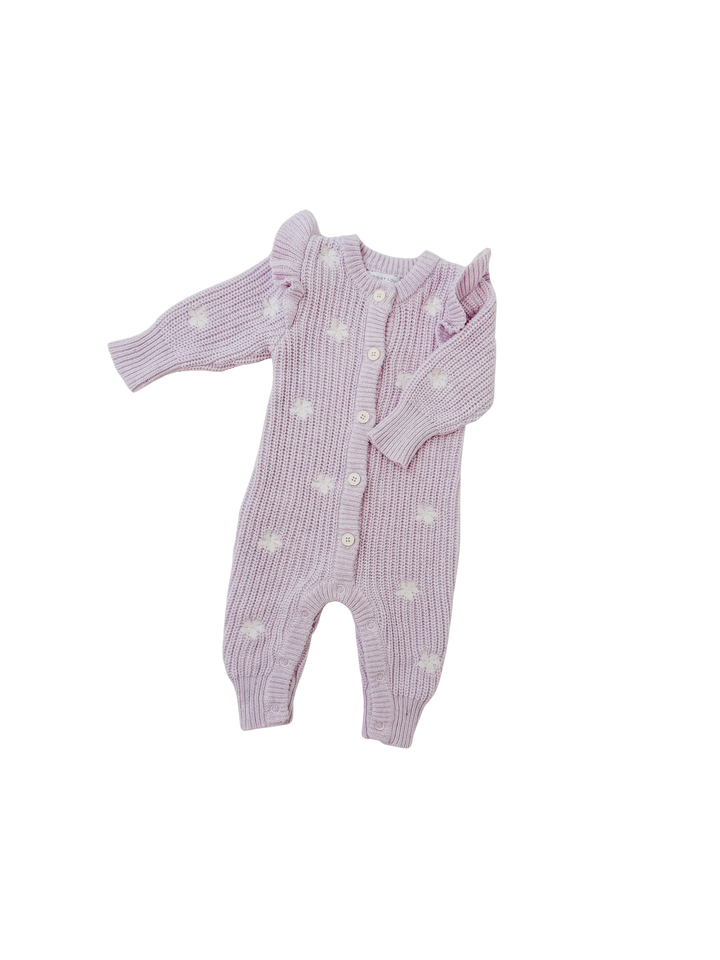 CLASSIC KNIT ROMPER LAVENDER FLECK
