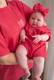 SIGNATURE PLAYSUIT POMEGRANATE