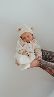 CLASSIC KNIT ROMPER BISCOTTI FLECK
