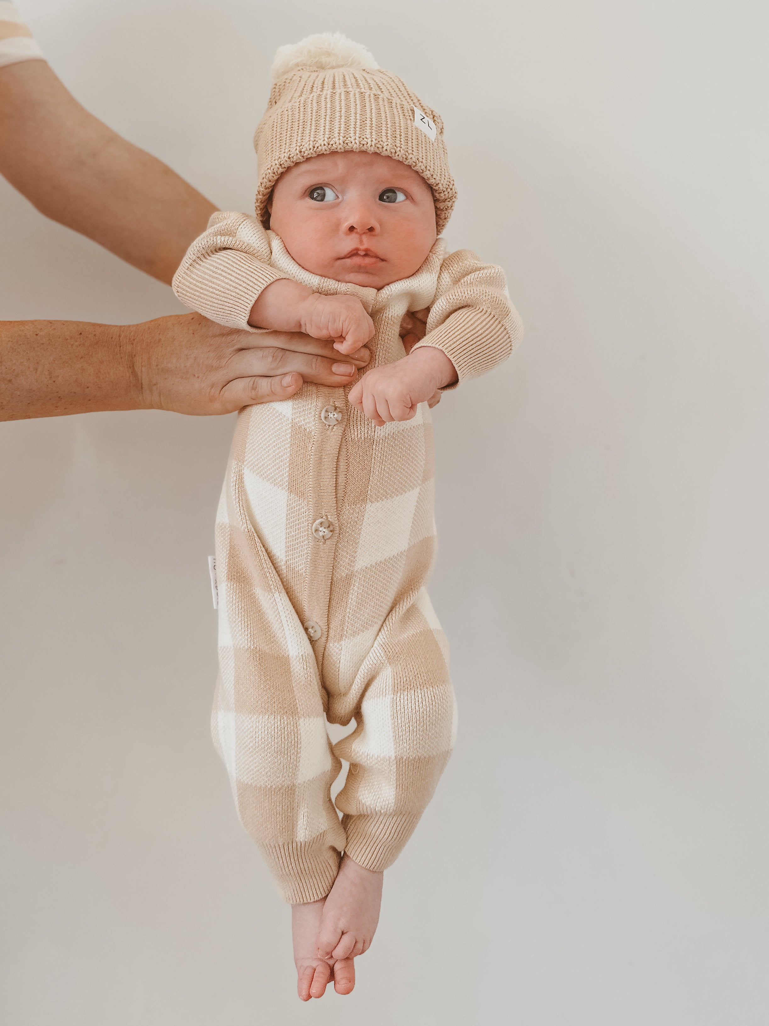 CLASSIC KNIT ROMPER GINGHAM