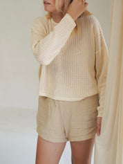 CROPPED PULLOVER | CREAM (WOMEN'S) - LAST CHANCE