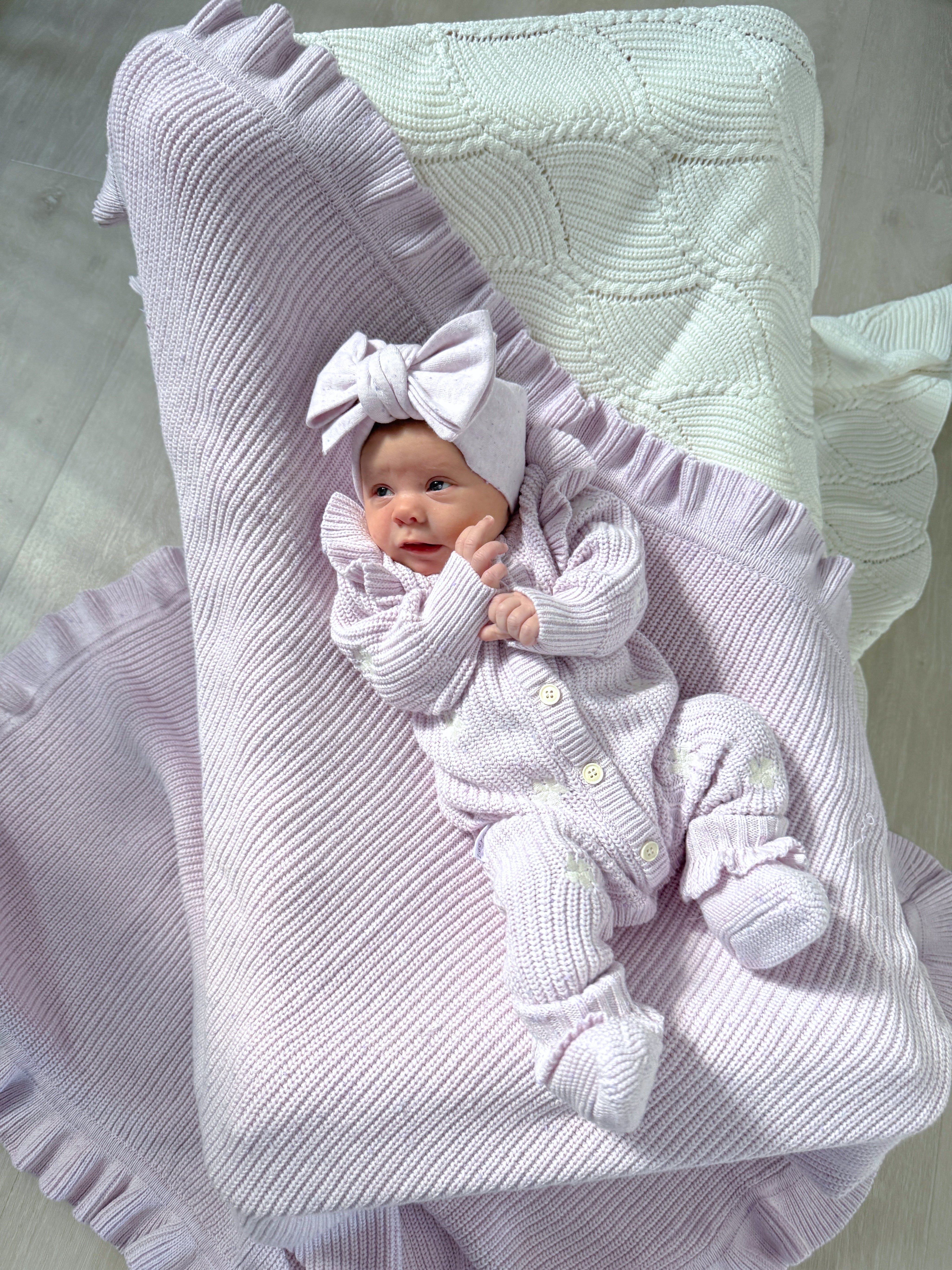 CLASSIC KNIT ROMPER LAVENDER FLECK