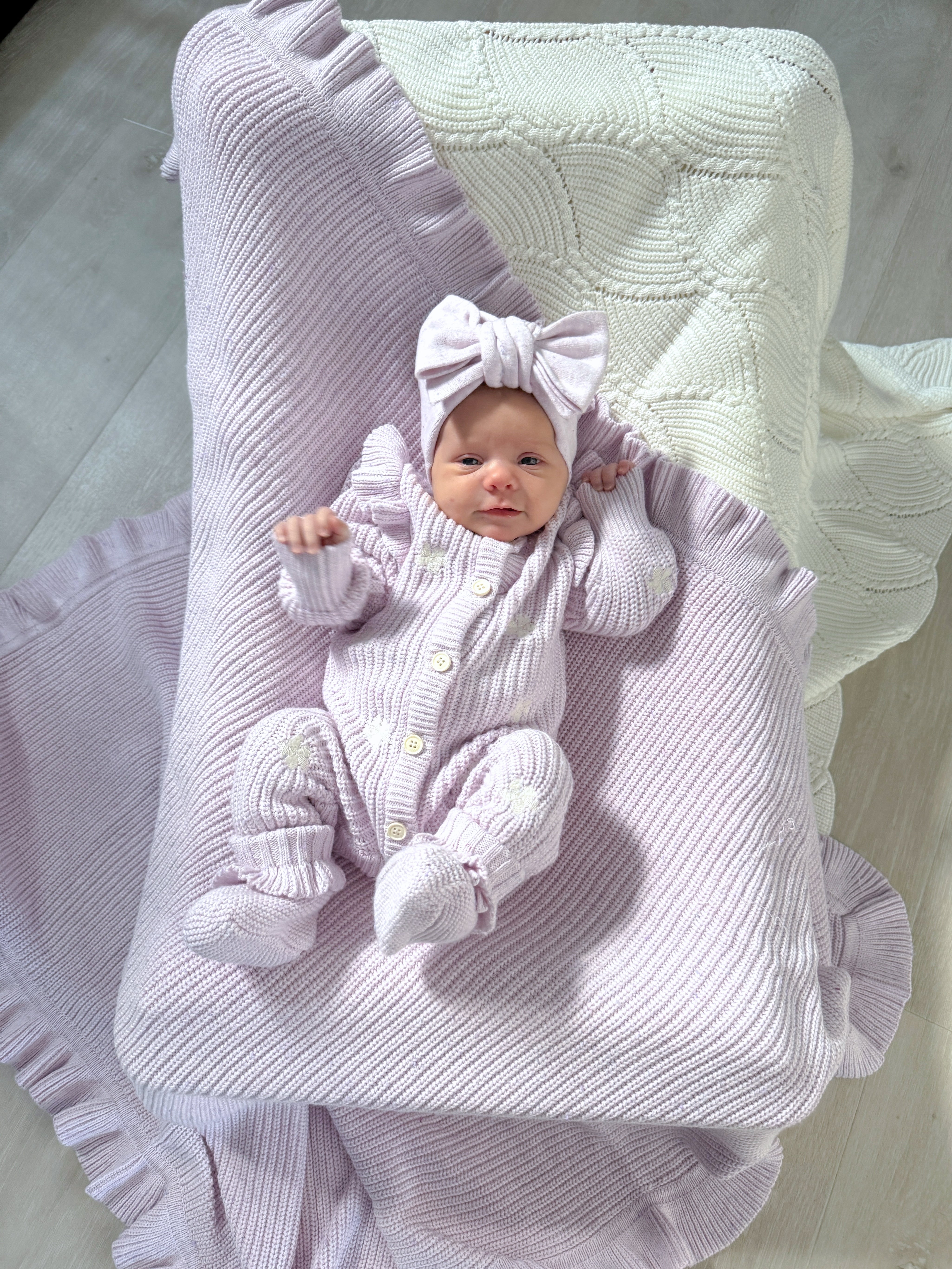 CLASSIC KNIT ROMPER LAVENDER FLECK