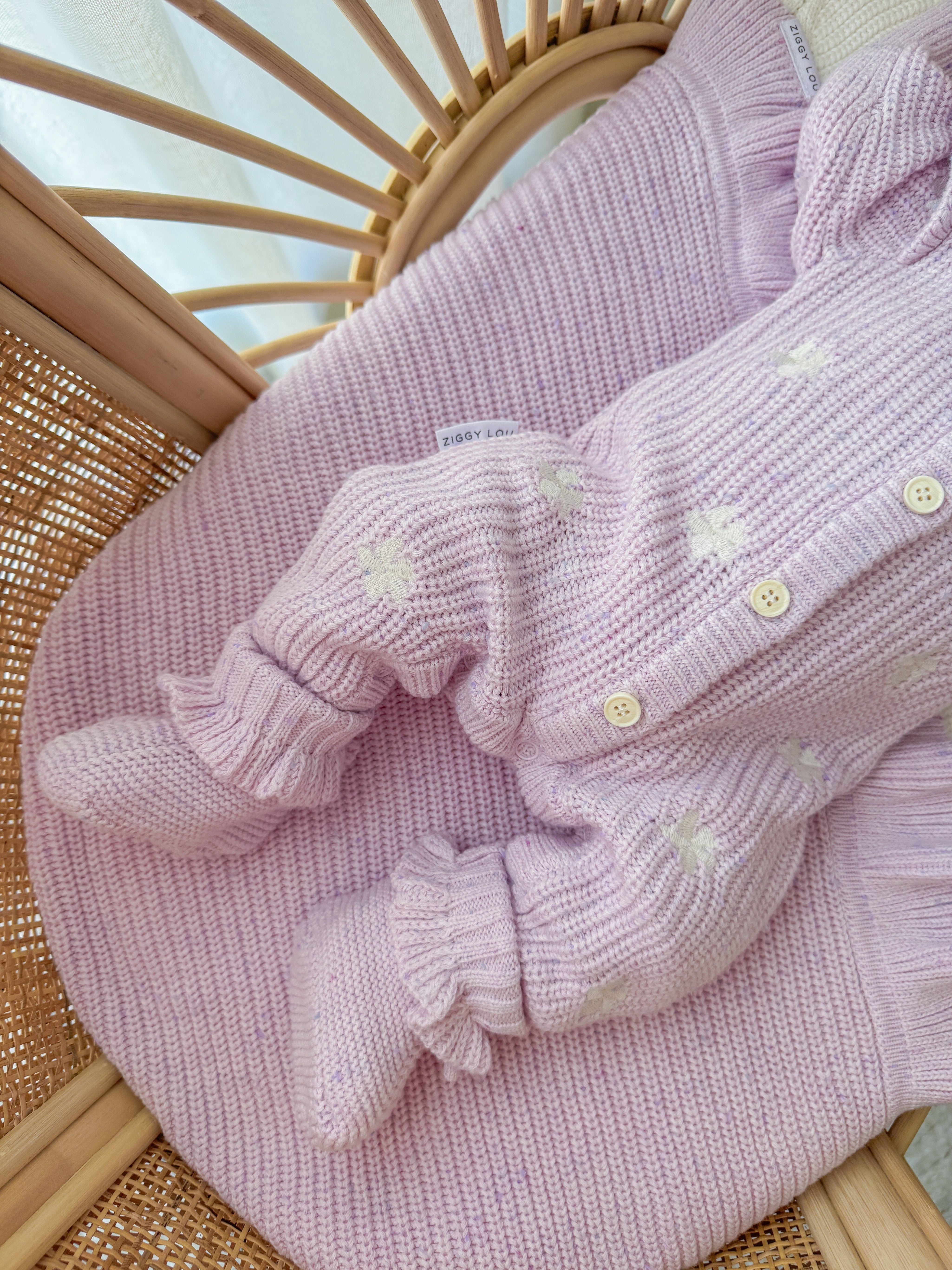 CLASSIC KNIT ROMPER LAVENDER FLECK