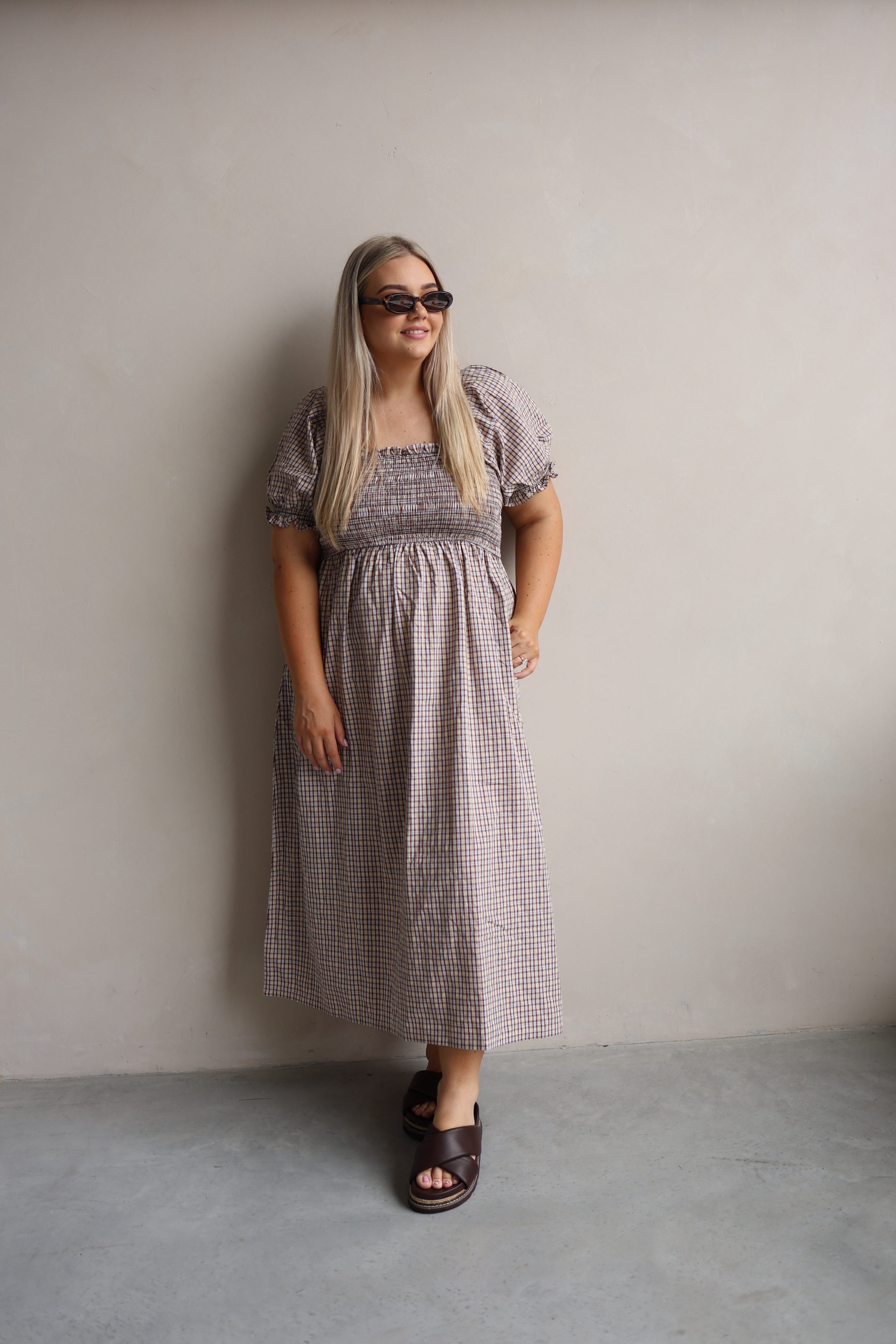 BAILEY DRESS TRUFFLE CHECK