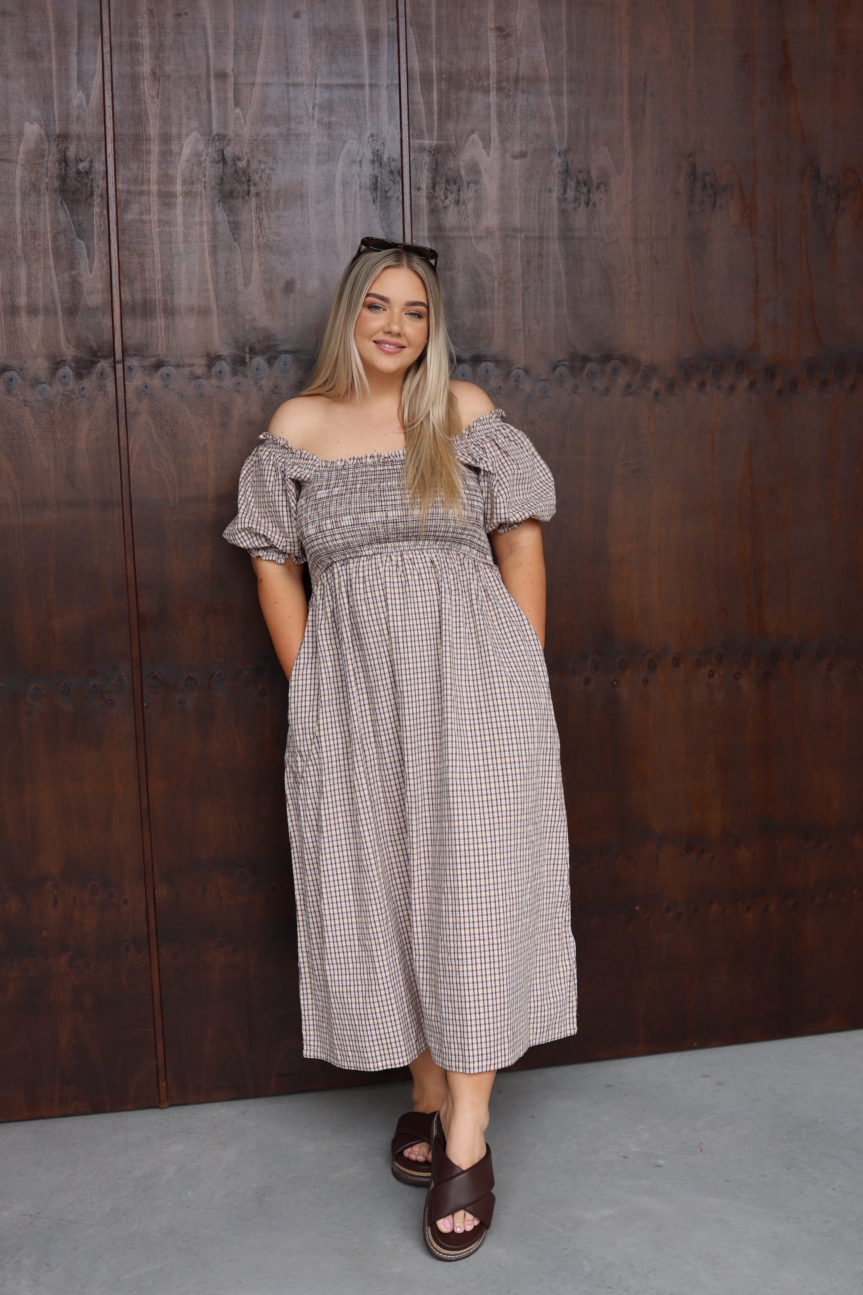 BAILEY DRESS TRUFFLE CHECK