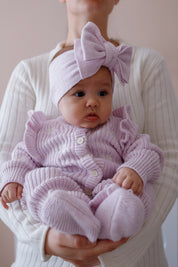 CLASSIC KNIT ROMPER LAVENDER FLECK