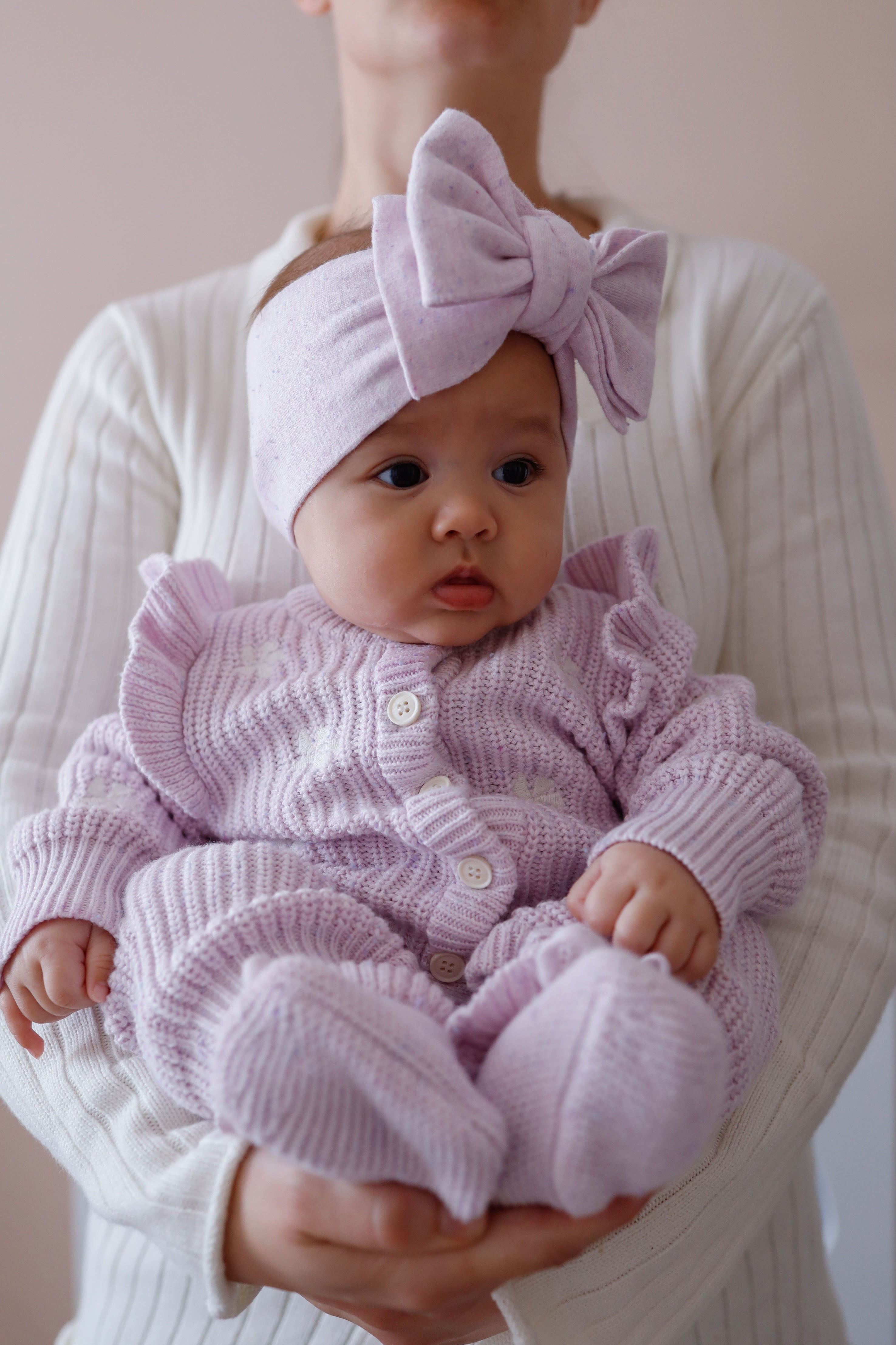 CLASSIC KNIT ROMPER LAVENDER FLECK