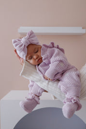 CLASSIC KNIT ROMPER LAVENDER FLECK