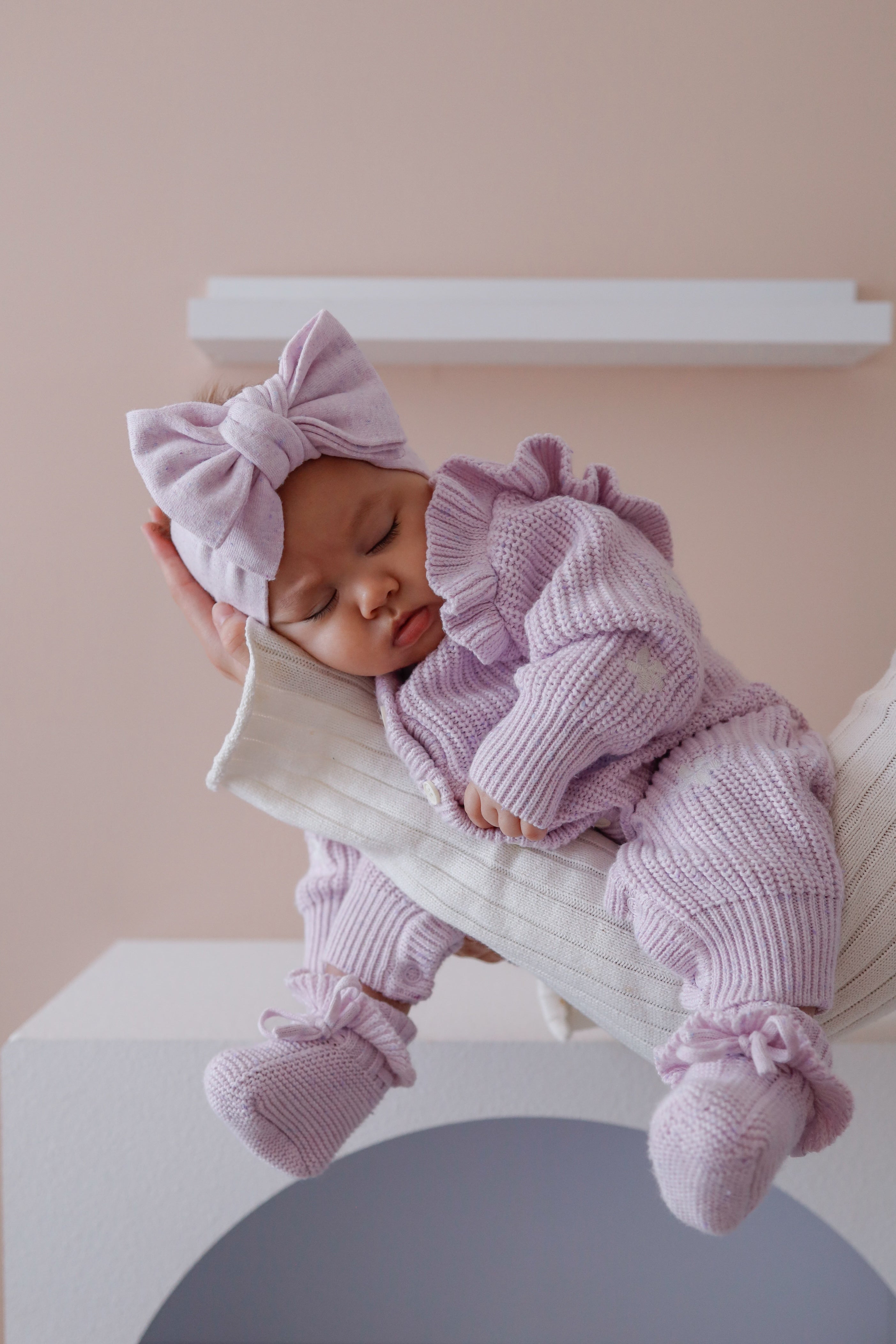 CLASSIC KNIT ROMPER LAVENDER FLECK