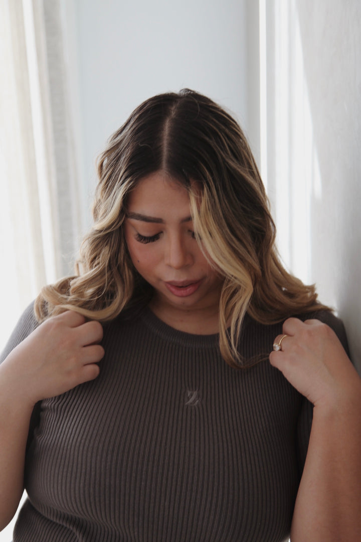 RIBBED TEE | CHARCOAL (WOMEN'S)