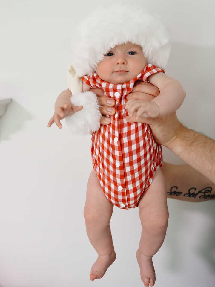 SUMMER BUBBLE ROMPER | RED GINGHAM