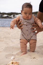 RILEY PLAYSUIT TRUFFLE CHECK