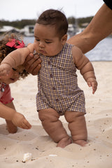 RILEY PLAYSUIT TRUFFLE CHECK
