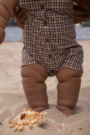 RILEY PLAYSUIT TRUFFLE CHECK