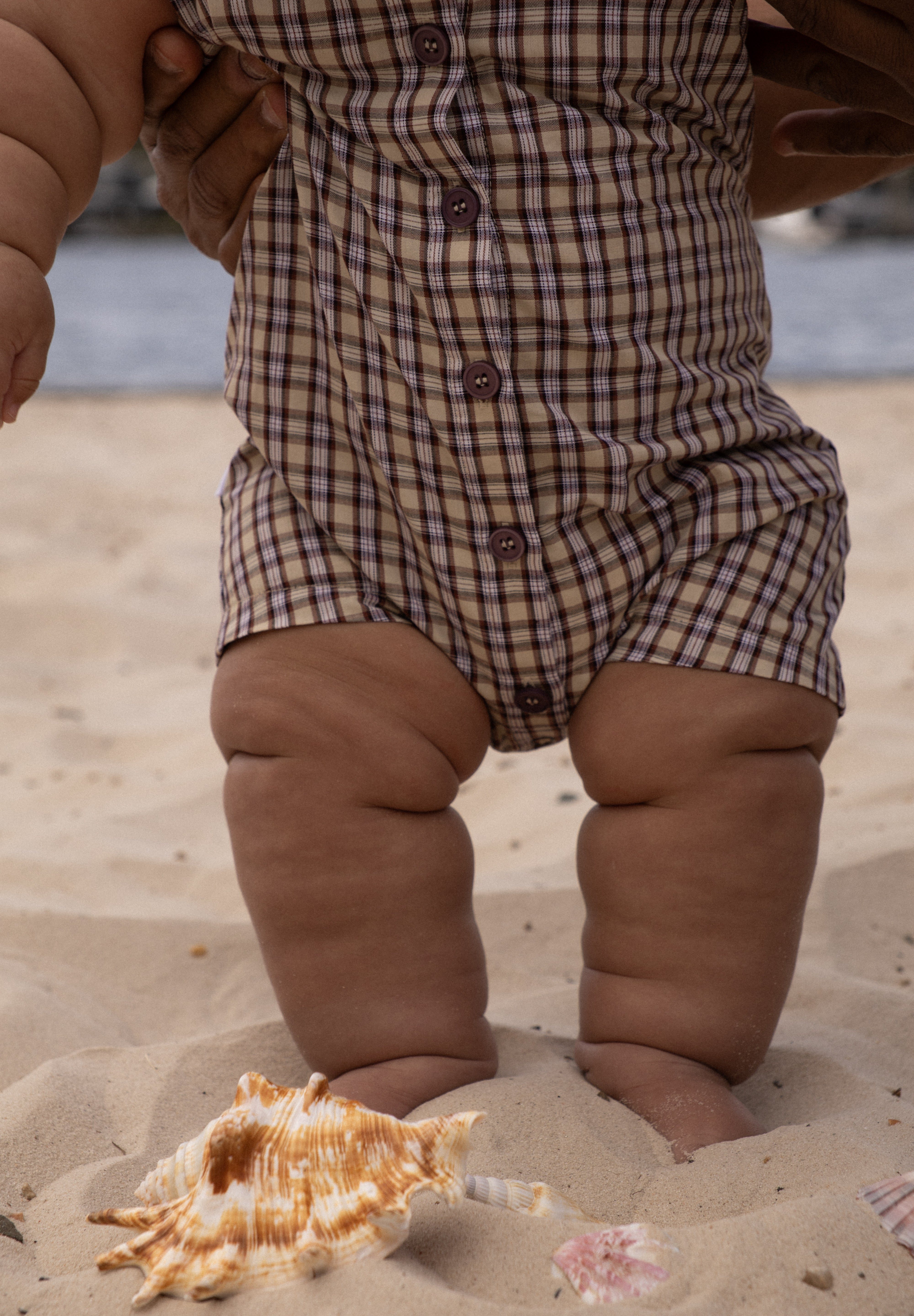 RILEY PLAYSUIT TRUFFLE CHECK