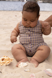 RILEY PLAYSUIT TRUFFLE CHECK