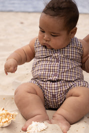 RILEY PLAYSUIT TRUFFLE CHECK