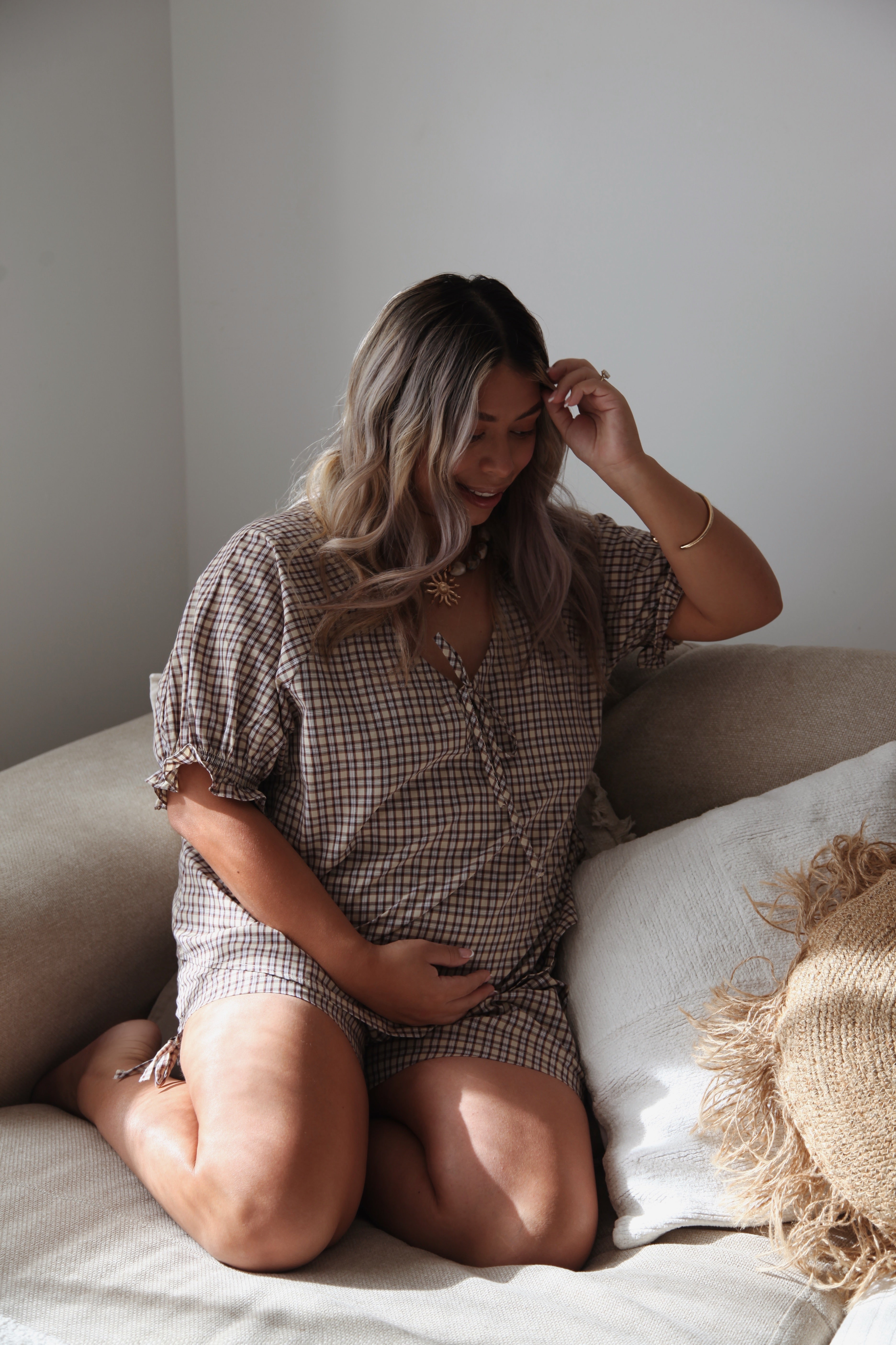 IMOGEN SHORTS TRUFFLE CHECK