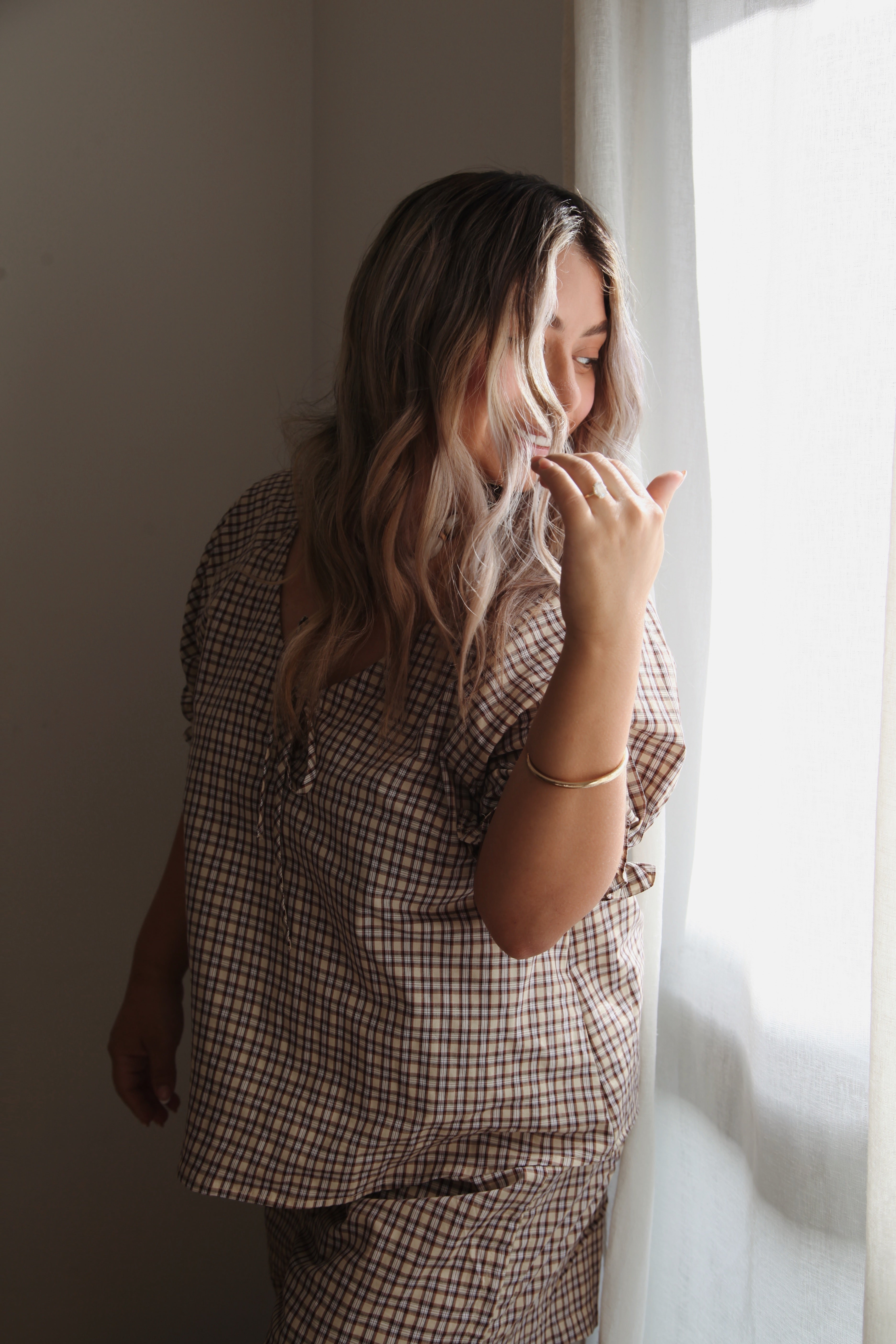IMOGEN SHORTS TRUFFLE CHECK