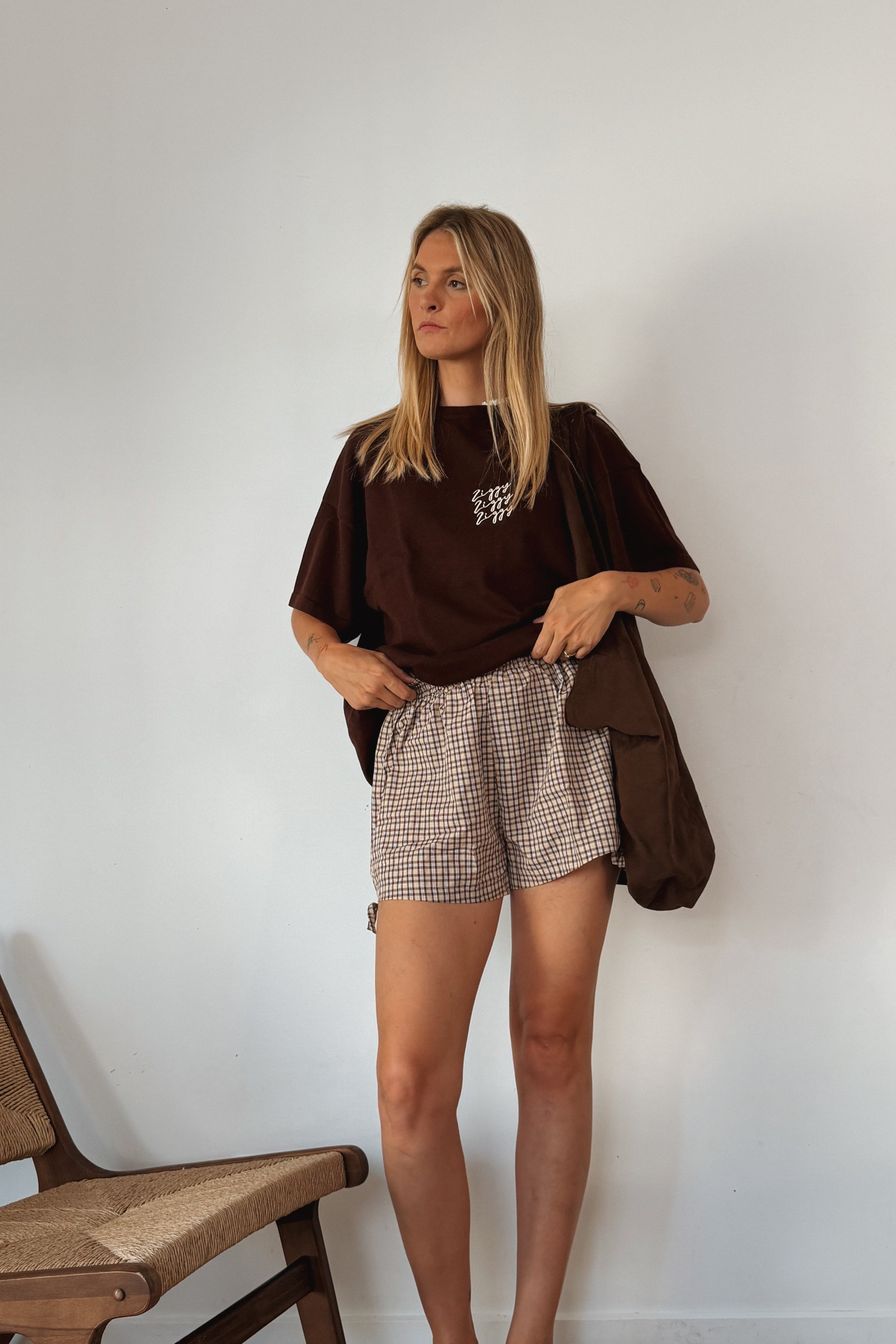 IMOGEN SHORTS TRUFFLE CHECK