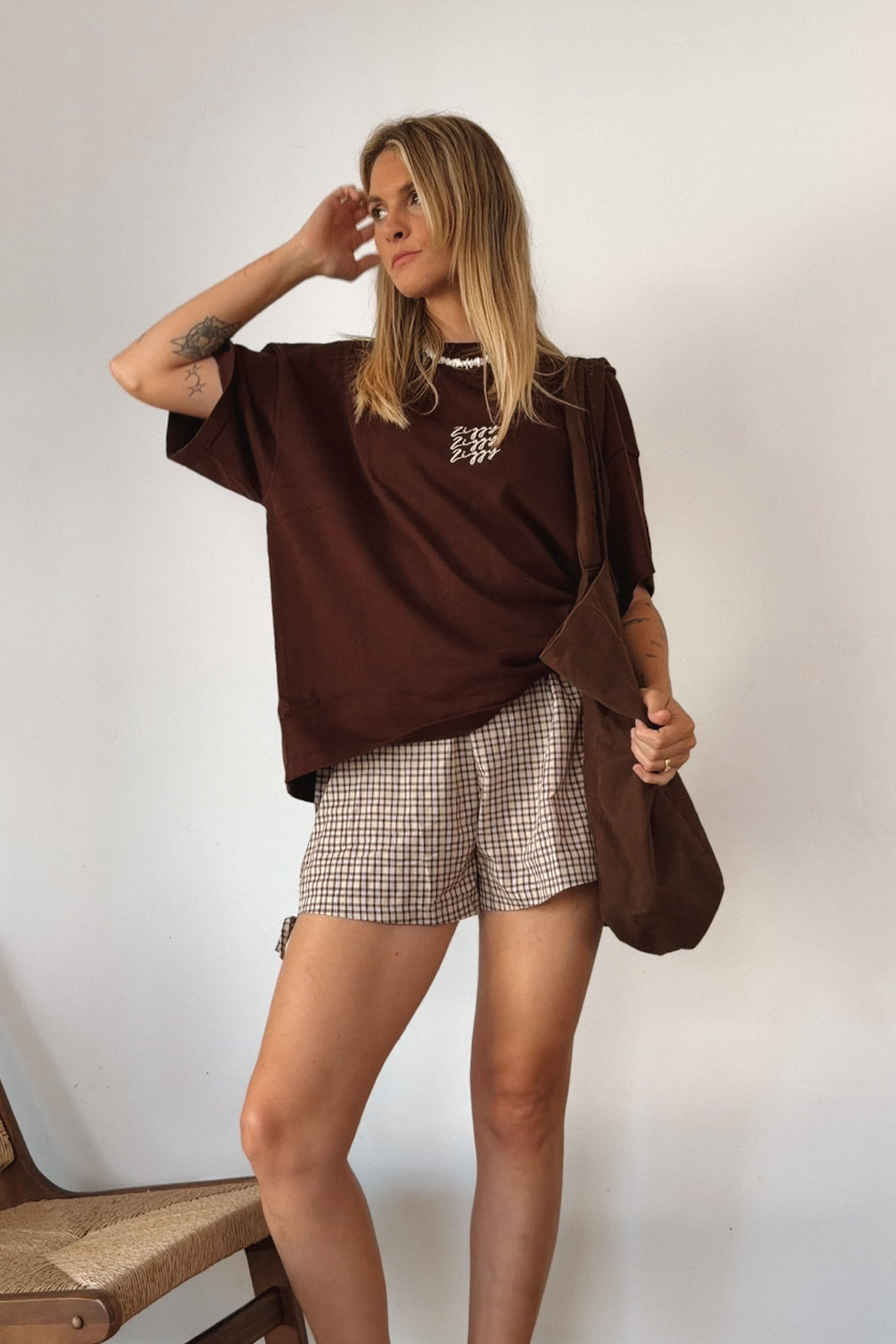 IMOGEN SHORTS TRUFFLE CHECK