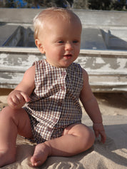 RILEY PLAYSUIT TRUFFLE CHECK