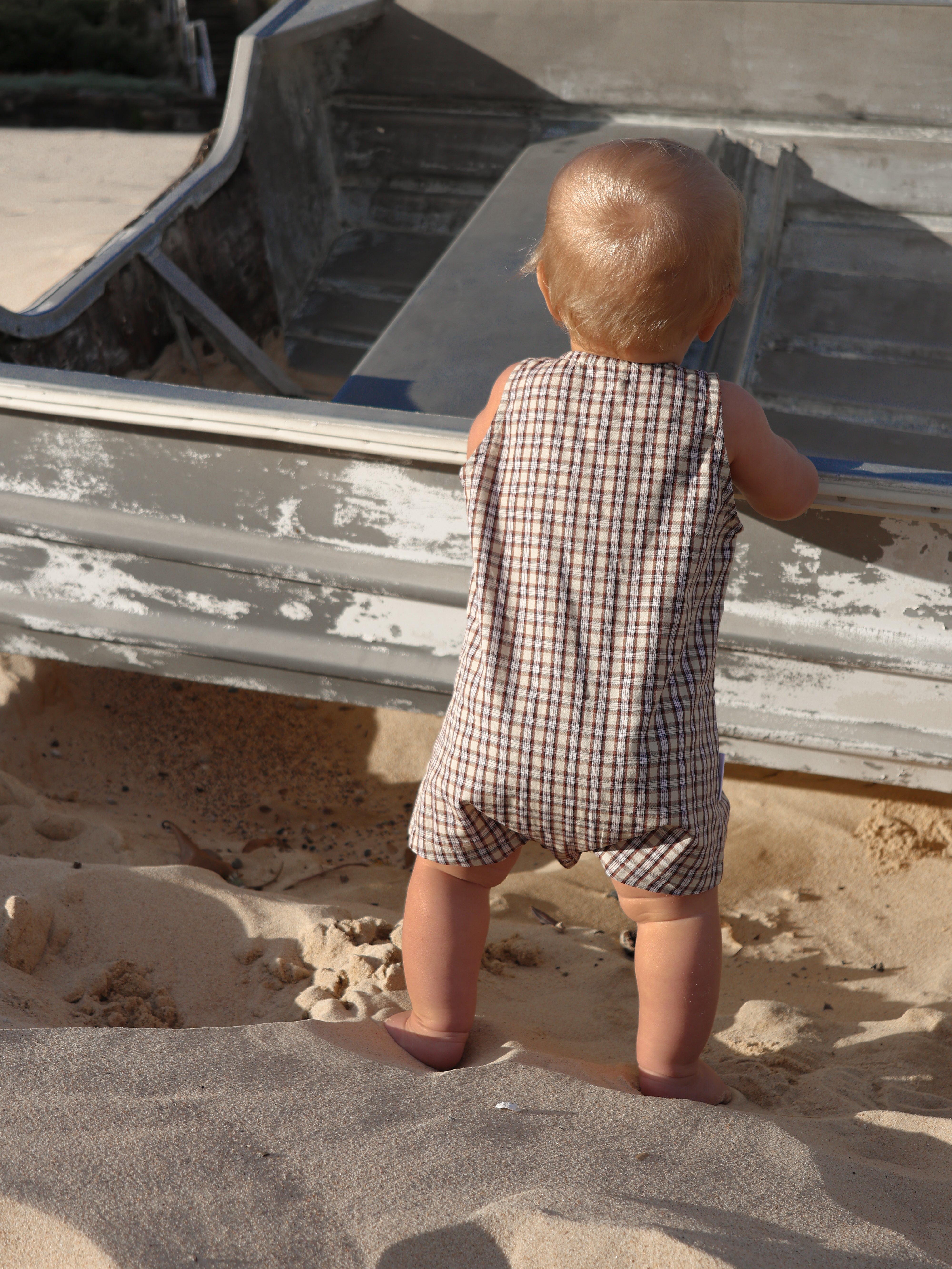 RILEY PLAYSUIT TRUFFLE CHECK