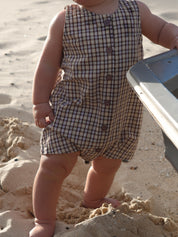 RILEY PLAYSUIT TRUFFLE CHECK