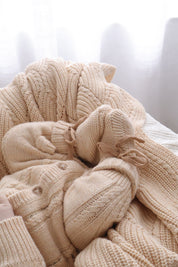 CLASSIC KNIT ROMPER BISCOTTI FLECK