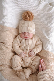 CLASSIC KNIT ROMPER BISCOTTI FLECK