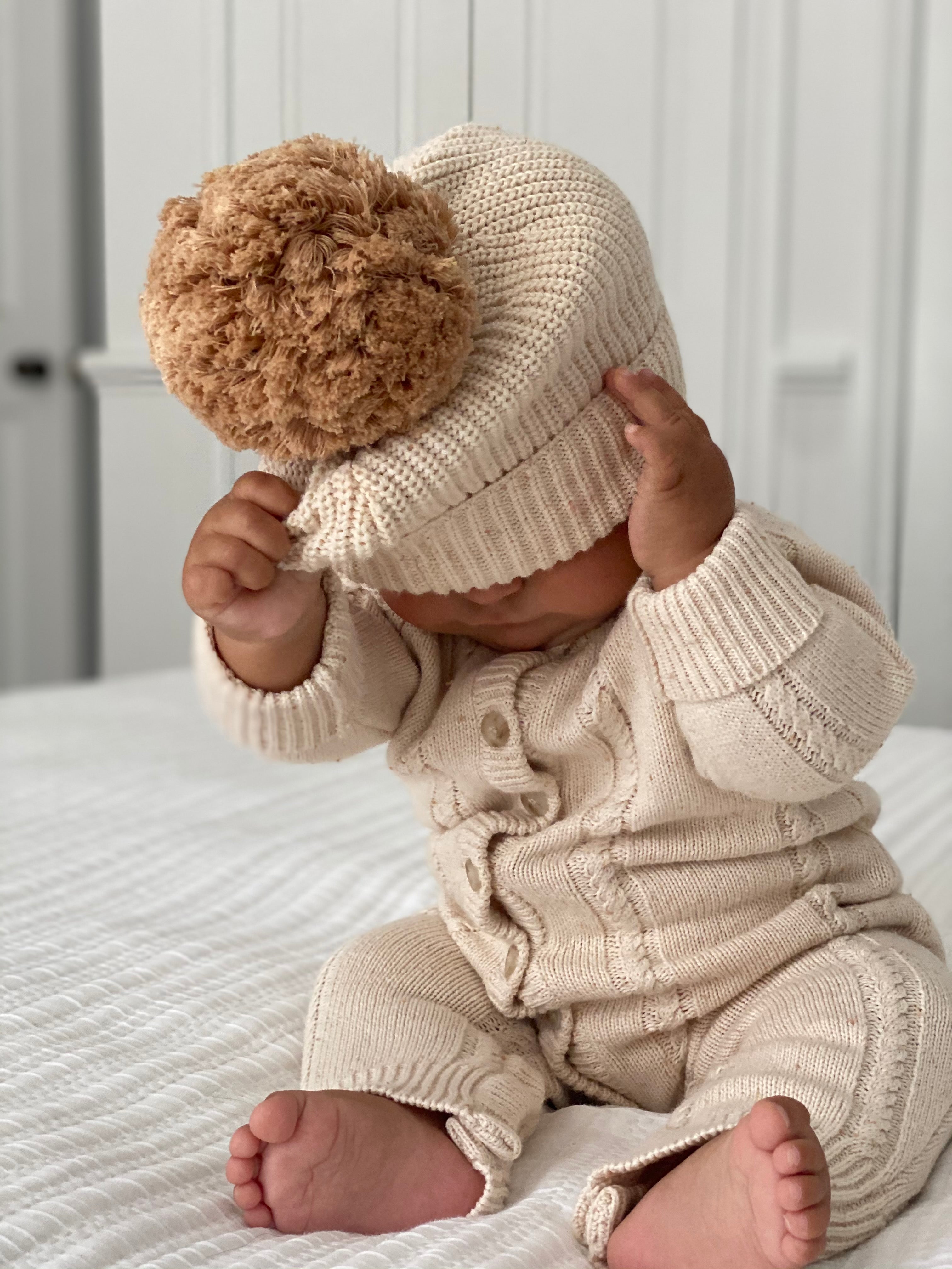 CLASSIC KNIT ROMPER BISCOTTI FLECK