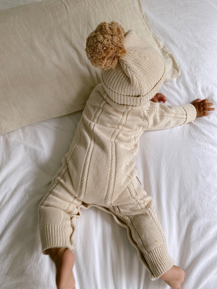 CLASSIC KNIT ROMPER | BISCOTTI FLECK