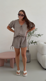 IMOGEN SHORTS TRUFFLE CHECK