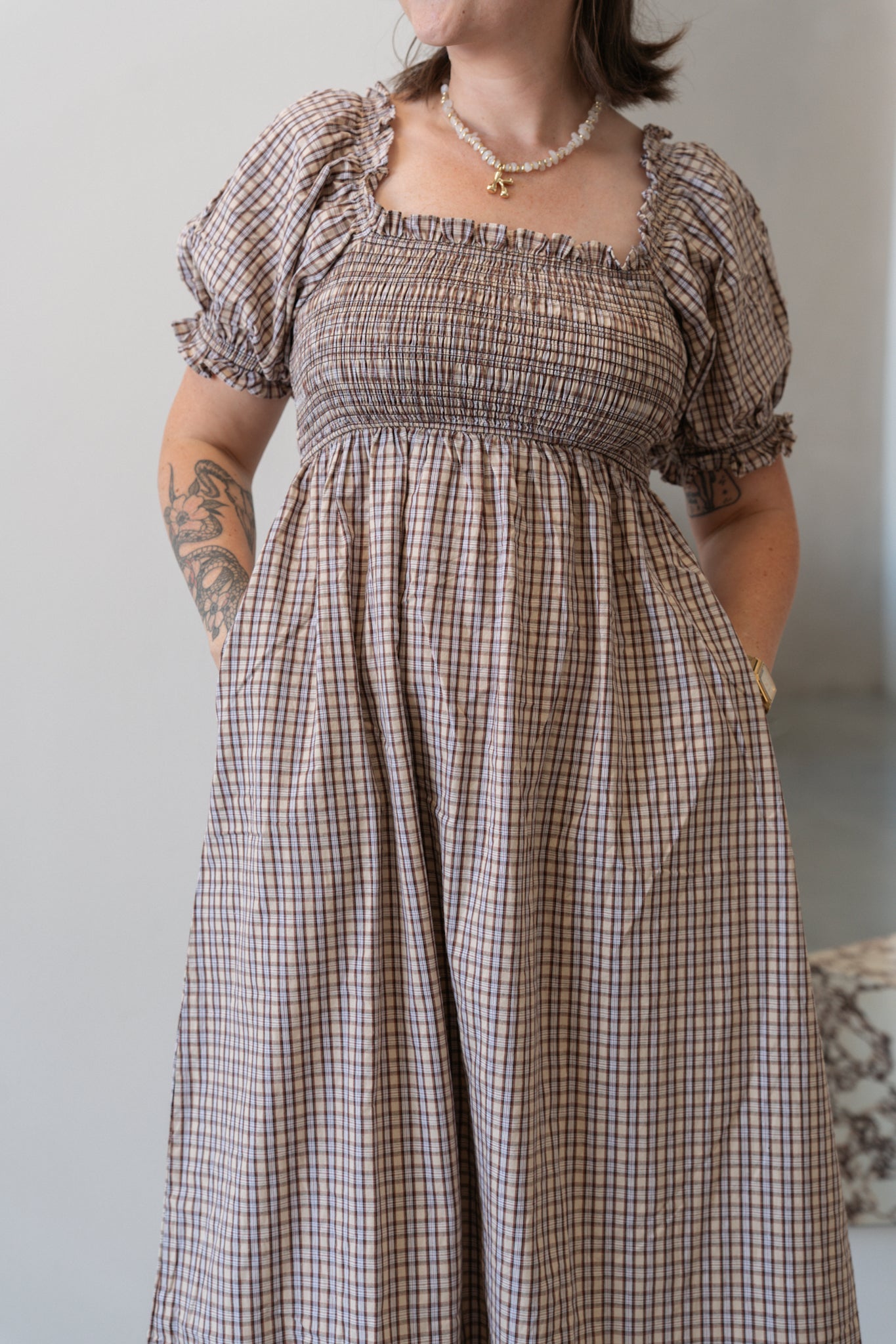BAILEY DRESS TRUFFLE CHECK